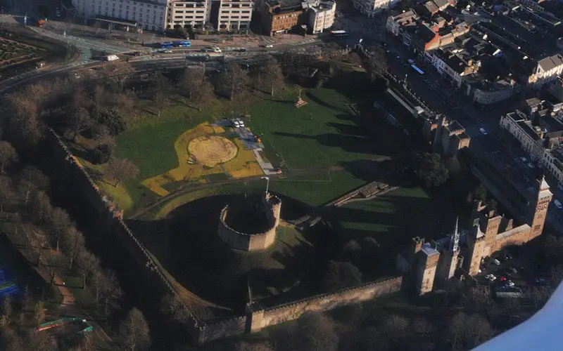 Aerial view of Cardiff Castle
