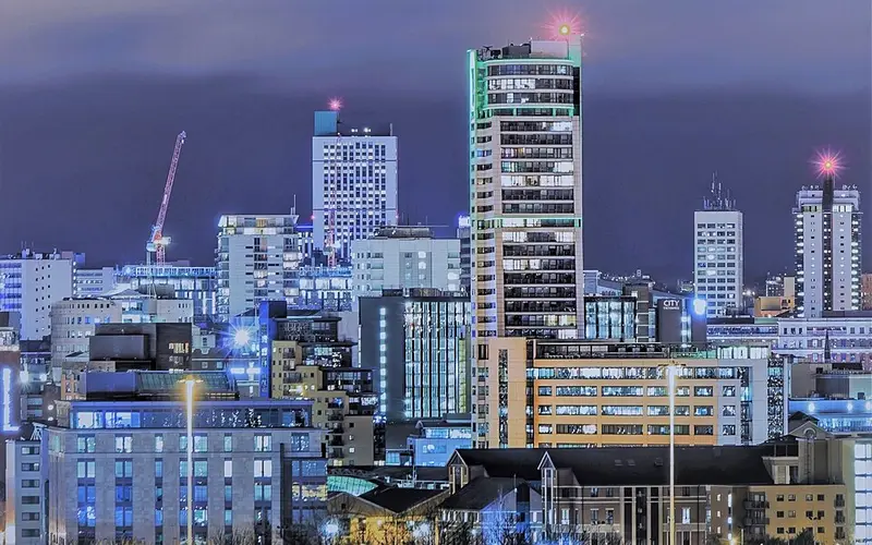 Leeds city centre at night