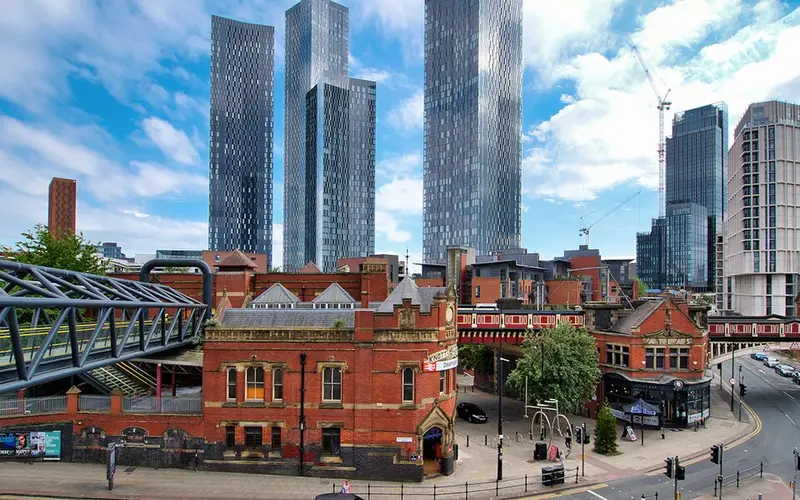 Manchester city buildings at Knott Mill